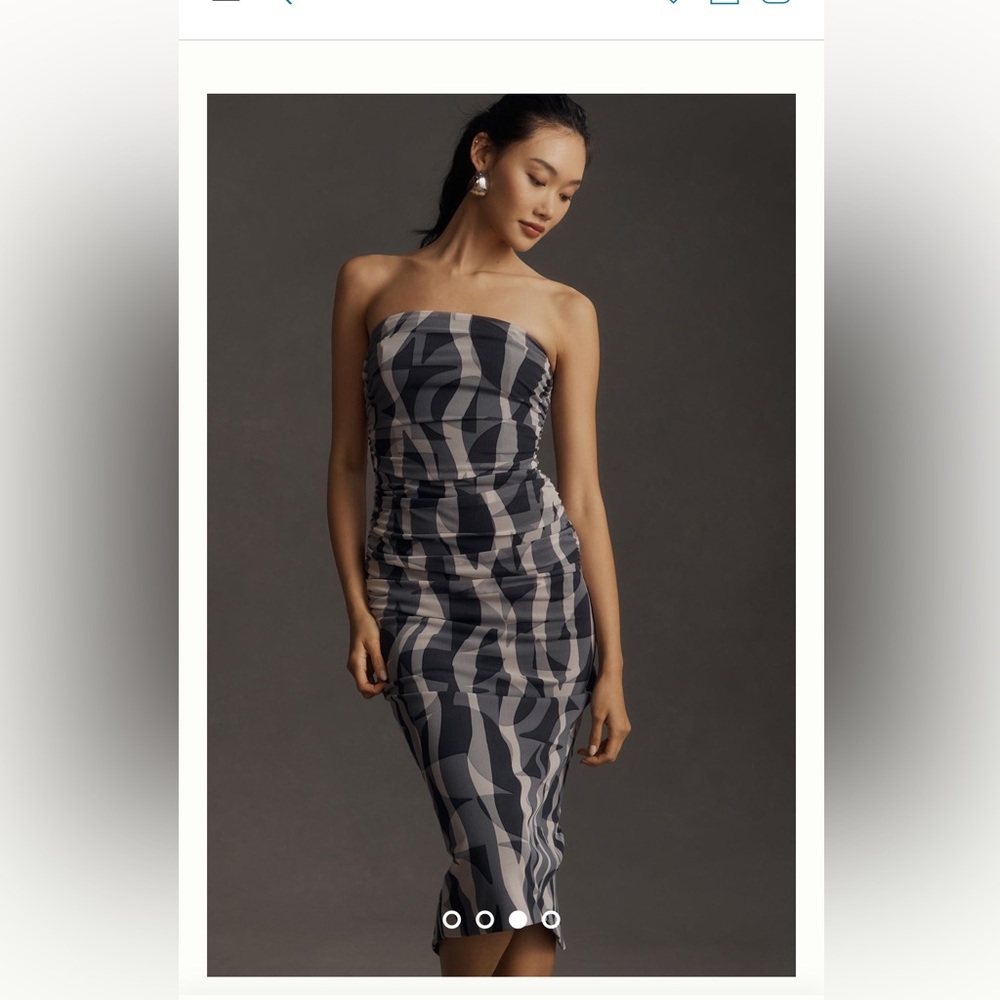 By Anthropologie Strapless Mesh Midi Dress